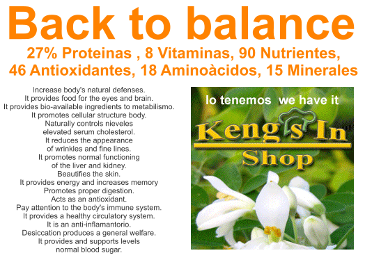 Increase body's natural defenses. It provides food for the eyes and brain. It provides bio-available ingredients to metabilismo. It promotes cellular structure body. Naturally controls nieveles elevated serum cholesterol. It reduces the appearance  of wrinkles and fine lines. It promotes normal functioning of the liver and kidney. Beautifies the skin. It provides energy and increases memory Promotes proper digestion. Acts as an antioxidant. Pay attention to the body's immune system. It provides a healthy circulatory system. It is an anti-inflamantorio. Desiccation produces a general welfare. It provides and supports levels normal blood sugar. Back to balance 27% Proteinas , 8 Vitaminas, 90 Nutrientes, 46 Antioxidantes, 18 Aminocidos, 15 Minerales